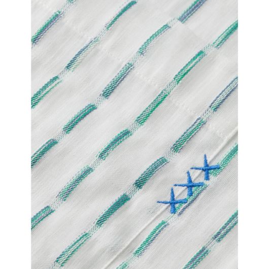 Show details for SCOTCH&SODA MEN'S STRIPED COTTON-VOILE SHIRT IN WHITE/BLUE GREEN STRIPES 3 - FanPoint Picture of SCOTCH&SODA MEN'S STRIPED COTTON-VOILE SHIRT IN WHITE/BLUE GREEN STRIPES 3