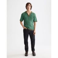 Снимка на SCOTCH&SODA MEN'S OPEN STRUCTURED KNITTED V-NECK POLO IN DARK GREEN 7