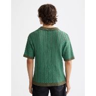 Снимка на SCOTCH&SODA MEN'S OPEN STRUCTURED KNITTED V-NECK POLO IN DARK GREEN 5