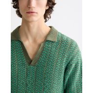Снимка на SCOTCH&SODA MEN'S OPEN STRUCTURED KNITTED V-NECK POLO IN DARK GREEN 6
