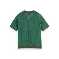 Снимка на SCOTCH&SODA MEN'S OPEN STRUCTURED KNITTED V-NECK POLO IN DARK GREEN 2