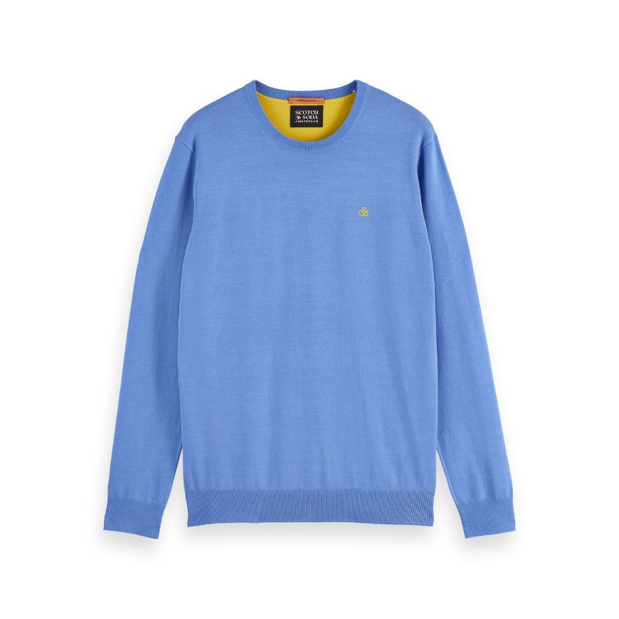 Снимка на SCOTCH&SODA MEN'S SEASONAL CORE - REGULAR FIT ECOVERO BLEND CREWNECK IN BLUE