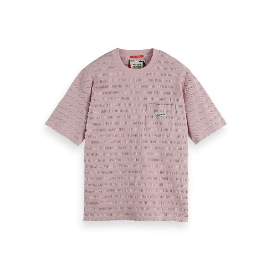 Снимка на SCOTCH&SODA MEN'S RELAXED FIT HORIZONAL TEXTURED T-SHIRT IN PURPLE