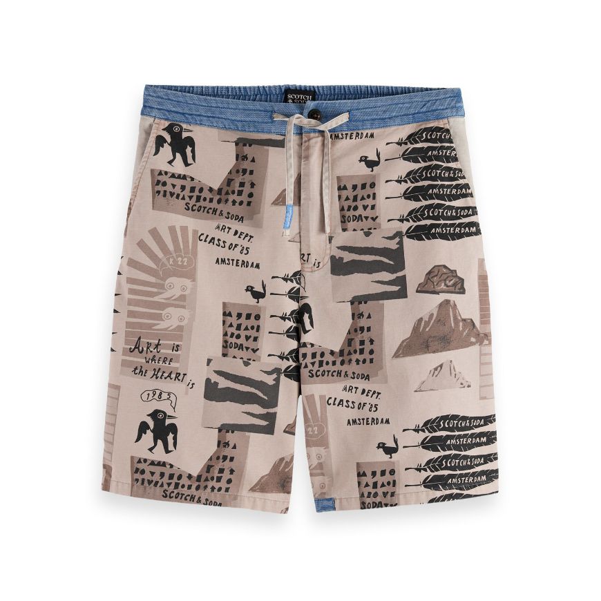 Снимка на SCOTCH&SODA MEN'S LOOSE FIT PRINTED WASHED BERMUDA SHORTS IN MULTICOLOUR
