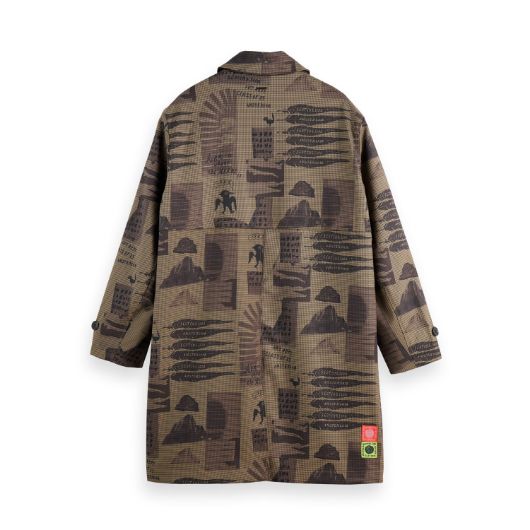 Показвай детайлите за SCOTCH&SODA MEN'S COLLAGE CAR COAT IN BEIGE MULTICOLOUR 2 - FanPoint Снимка на SCOTCH&SODA MEN'S COLLAGE CAR COAT IN BEIGE MULTICOLOUR 2