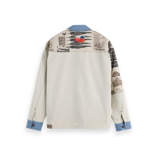 Показвай детайлите за SCOTCH&SODA MEN'S PRINTED & WASHED COLOUR BLOCK WORKER JACKET IN MULTICOLOUR 2 - FanPoint Снимка на SCOTCH&SODA MEN'S PRINTED & WASHED COLOUR BLOCK WORKER JACKET IN MULTICOLOUR 2