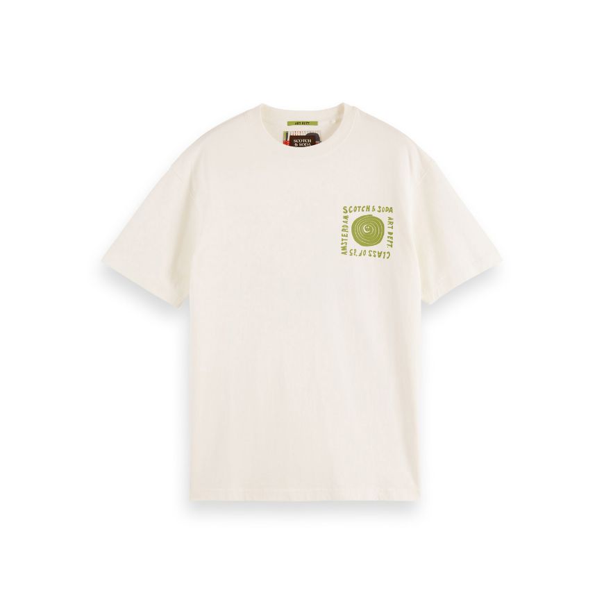 Picture of SCOTCH&SODA MEN'S RELAXED FIT WASHED ARTWORK T-SHIRT IN WHITE