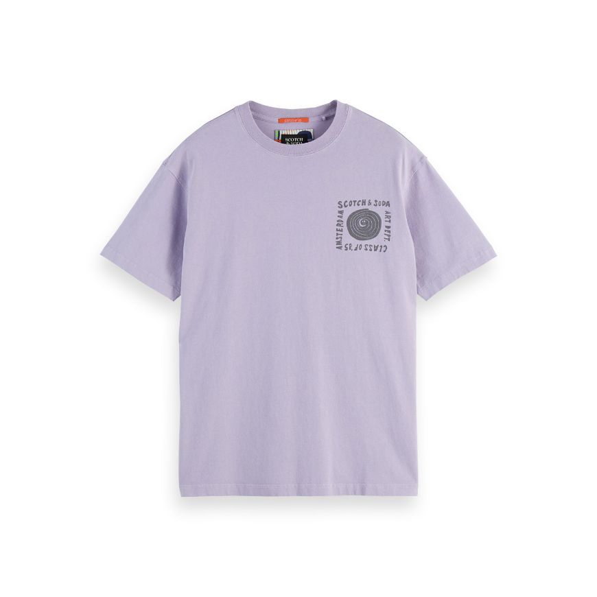 Picture of SCOTCH&SODA MEN'S RELAXED FIT WASHED ARTWORK T-SHIRT IN PURPLE