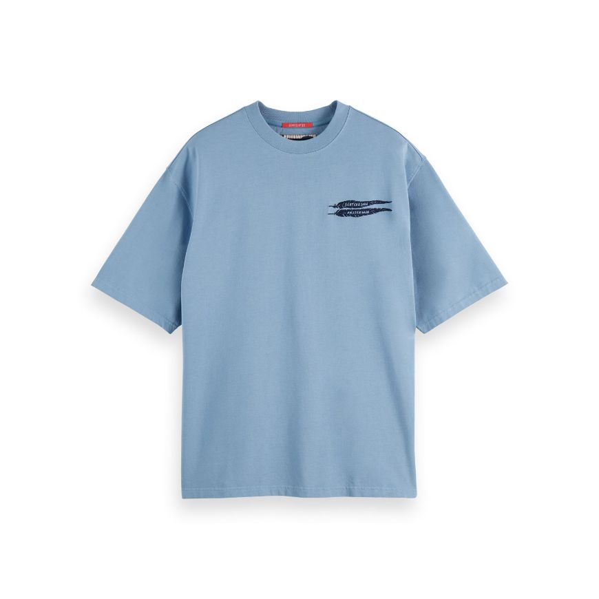 Picture of SCOTCH&SODA MEN'S LOOSE FIT ARTWORK T-SHIRT IN BLUE