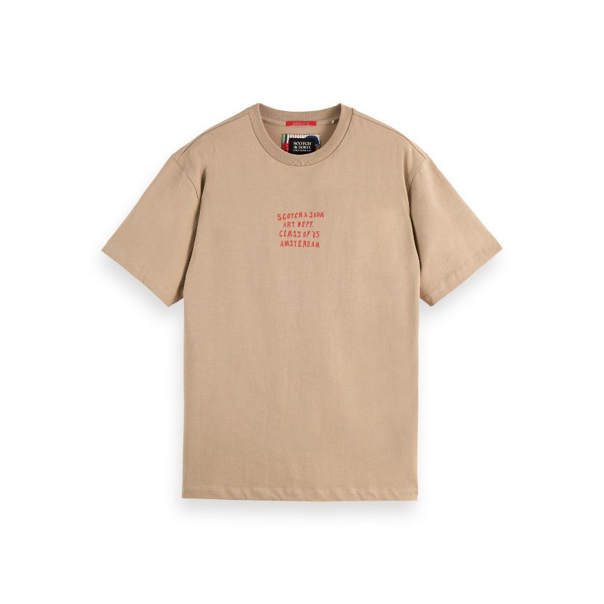 Picture of SCOTCH&SODA MEN'S RELAXED FIT ARTWORK T-SHIRT IN MEDIUM BEIGE