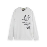 Picture of SCOTCH&SODA MEN'S RELAXED FIT LONG-SLEEVED ARTWORK T-SHIRT IN WHITE 1