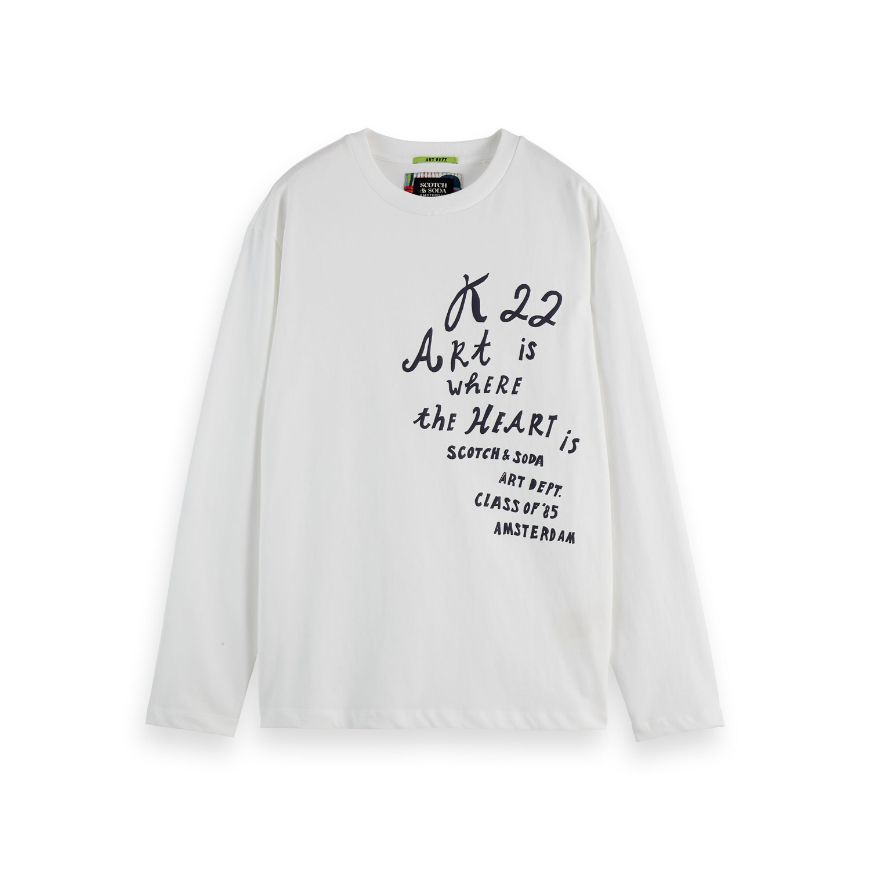 Picture of SCOTCH&SODA MEN'S RELAXED FIT LONG-SLEEVED ARTWORK T-SHIRT IN WHITE
