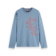 Picture of SCOTCH&SODA MEN'S RELAXED FIT LONG-SLEEVED ARTWORK T-SHIRT IN BLUE 1