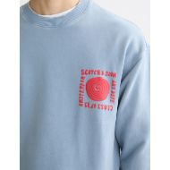 Picture of SCOTCH&SODA MEN'S RELAXED FIT WASHED ARTWORK SWEATSHIRT IN BLUE 6