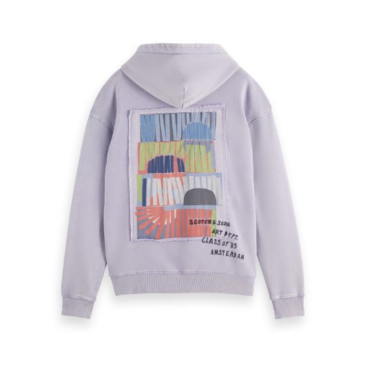 Показвай детайлите за SCOTCH&SODA MEN'S RELAXED FIT ARTWORK HOODIE IN PURPLE 2 - FanPoint Снимка на SCOTCH&SODA MEN'S RELAXED FIT ARTWORK HOODIE IN PURPLE 2