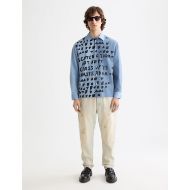 Picture of SCOTCH&SODA MEN'S RELAXED FIT LETTERS POPLIN SHIRT IN BLUE 7
