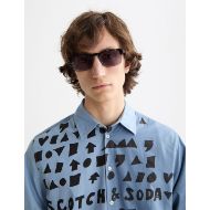 Picture of SCOTCH&SODA MEN'S RELAXED FIT LETTERS POPLIN SHIRT IN BLUE 6