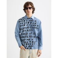 Picture of SCOTCH&SODA MEN'S RELAXED FIT LETTERS POPLIN SHIRT IN BLUE 4