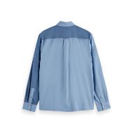 Picture of SCOTCH&SODA MEN'S RELAXED FIT LETTERS POPLIN SHIRT IN BLUE 2