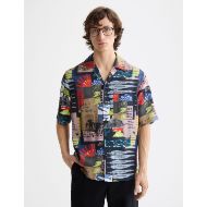 Picture of SCOTCH&SODA MEN'S RELAXED FIT TENCEL ALL-OVER PRINTED SHORT-SLEEVED SHIRT IN BLACK 4