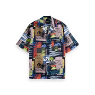 Picture of SCOTCH&SODA MEN'S RELAXED FIT TENCEL ALL-OVER PRINTED SHORT-SLEEVED SHIRT IN BLACK 1