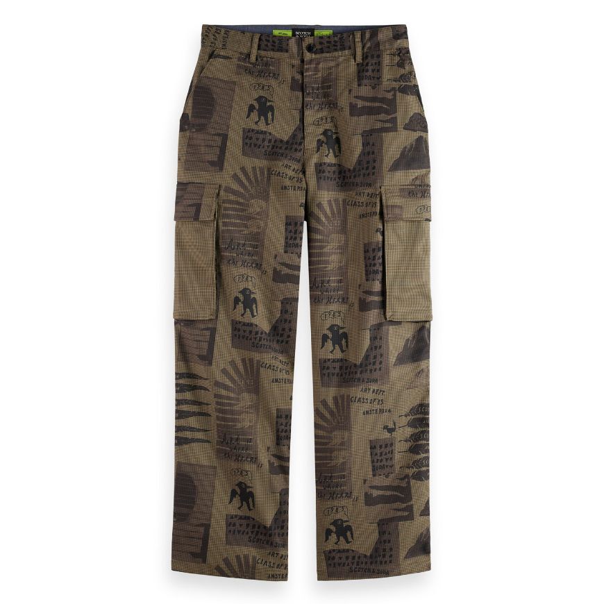 Picture of SCOTCH&SODA MEN'S BAGGY FIT ALL-OVER PRINTED CARGO PANTS IN DARK GREY