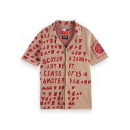 Picture of SCOTCH&SODA MEN'S JACQUARD KNITTED SHIRT IN MEDIUM BEIGE 1