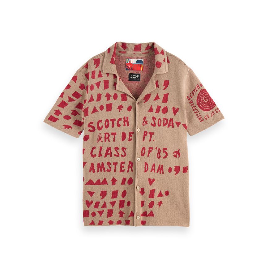 Picture of SCOTCH&SODA MEN'S JACQUARD KNITTED SHIRT IN MEDIUM BEIGE