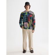 Picture of SCOTCH&SODA MEN'S RELAXED FIT PRINTED HENLEY IN DARK GREY 7