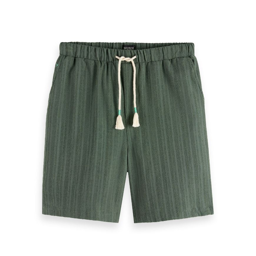 Снимка на SCOTCH&SODA MEN'S FAVE - TONAL STRIPED REGULAR FIT BERMUDA SHORTS IN DARK GREEN