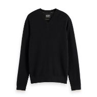 Picture of SCOTCH&SODA MEN'S REGULAR FIT COTTON LINEN V-NECK IN DARK GREY 1