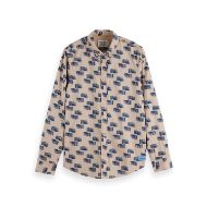 Снимка на SCOTCH&SODA MEN'S SLIM FIT MICRO ALL-OVER PRINTED SHIRT IN MEDIUM BEIGE 1