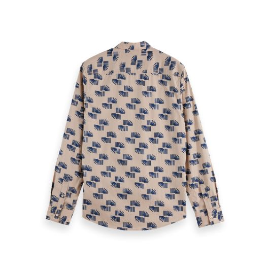 Show details for SCOTCH&SODA MEN'S SLIM FIT MICRO ALL-OVER PRINTED SHIRT IN MEDIUM BEIGE 2 - FanPoint Picture of SCOTCH&SODA MEN'S SLIM FIT MICRO ALL-OVER PRINTED SHIRT IN MEDIUM BEIGE 2