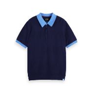 Снимка на SCOTCH&SODA MEN'S REGULAR FIT KNITTED TONE ON TONE STRIPED POLO IN NAVY 1