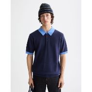 Снимка на SCOTCH&SODA MEN'S REGULAR FIT KNITTED TONE ON TONE STRIPED POLO IN NAVY 4