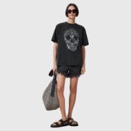 Picture of ALLSAINTS WOMEN'S SHKULL BOYFRIEND T-SHIRT IN BLACK 5
