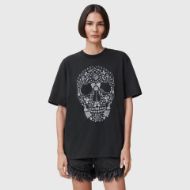 Picture of ALLSAINTS WOMEN'S SHKULL BOYFRIEND T-SHIRT IN BLACK 1