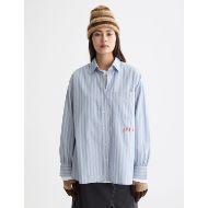 Снимка на SCOTCH&SODA WOMEN'S EMBROIDERED GIRLFRIEND SHIRT IN FADED DENIM LAVENDER STRIPE 3