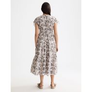 Снимка на SCOTCH&SODA WOMEN'S GATHERED MIDI DRESS WITH TIED DETAILS IN ART DEPT COLLAGE GREY SCALE 5