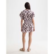 Picture of SCOTCH&SODA WOMEN'S RUFFLED MINI DRESS WITH GATHERED WAIST IN FEATHER BLOCK 5
