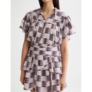 Picture of SCOTCH&SODA WOMEN'S RUFFLED MINI DRESS WITH GATHERED WAIST IN FEATHER BLOCK 6