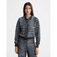 Picture of SCOTCH&SODA WOMEN'S LUREX JACQUARD CARDIGAN IN CHARCOAL ART 4