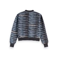 Picture of SCOTCH&SODA WOMEN'S LUREX JACQUARD CARDIGAN IN CHARCOAL ART 2