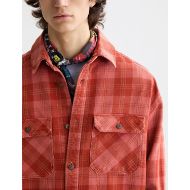 Picture of SCOTCH&SODA MEN'S WASHED DENIM CHECKED OVERSHIRT IN MEDIUM RED 6