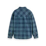 Picture of SCOTCH&SODA MEN'S WASHED DENIM CHECKED OVERSHIRT IN BLUE 2