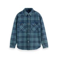 Picture of SCOTCH&SODA MEN'S WASHED DENIM CHECKED OVERSHIRT IN BLUE 1