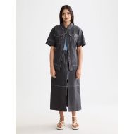 Снимка на SCOTCH&SODA WOMEN'S PATCH POCKET SHORT SLEEVE SHIRT IN CHARCOAL ART 7