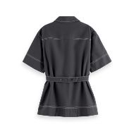 Снимка на SCOTCH&SODA WOMEN'S PATCH POCKET SHORT SLEEVE SHIRT IN CHARCOAL ART 2
