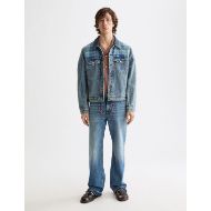 Picture of SCOTCH&SODA MEN'S DENIM TRUCKER JACKET WITH CONTRAST CHECK PANELLING IN BLUE 7