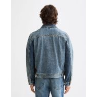 Picture of SCOTCH&SODA MEN'S DENIM TRUCKER JACKET WITH CONTRAST CHECK PANELLING IN BLUE 5